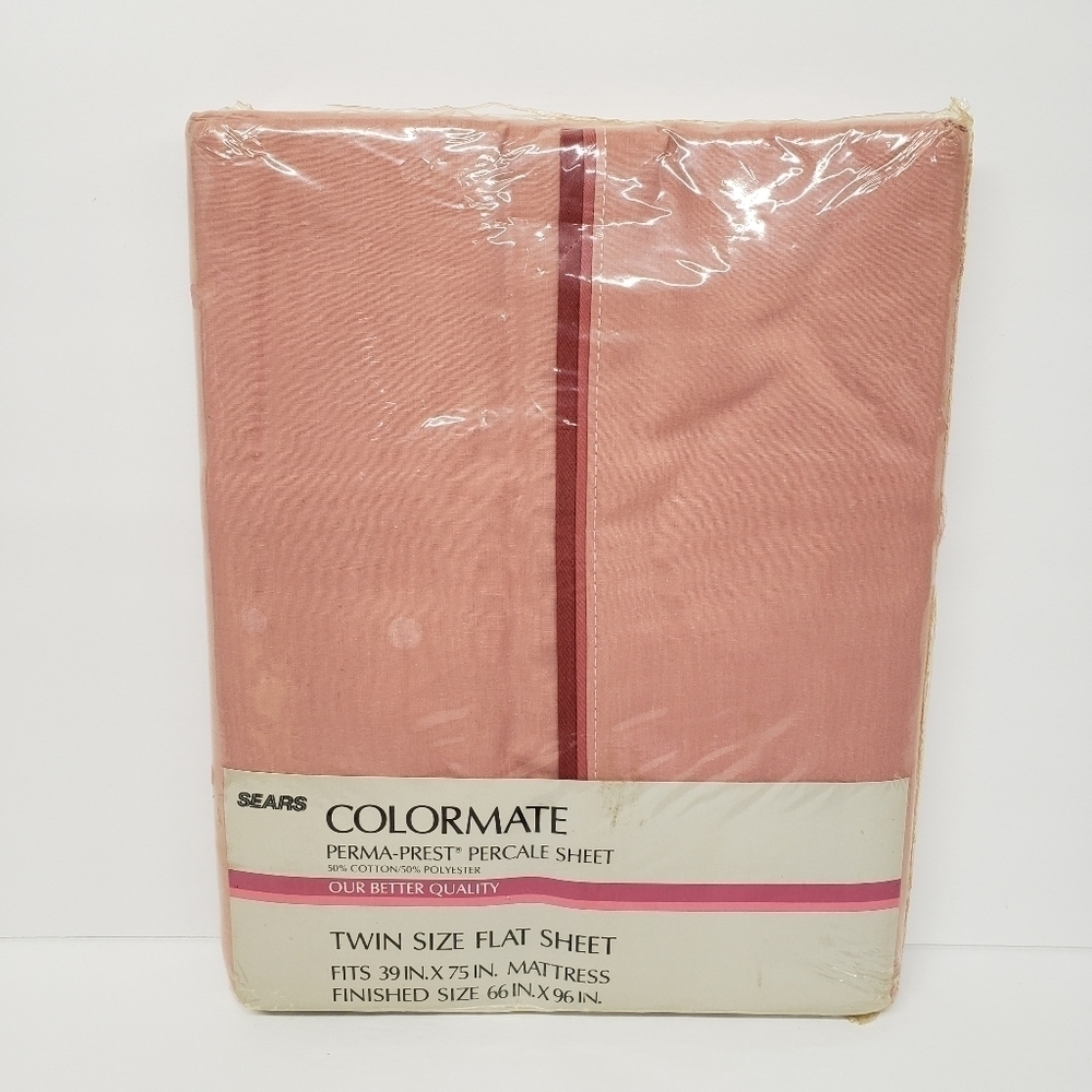 Vintage Sears Colormate Dusty Rose Twin Flat Sheet